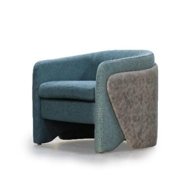 Modern Teal Gray Curved Arm Chair