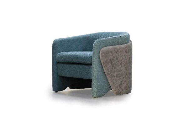 Modern Teal Gray Curved Arm Chair