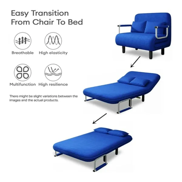 2-Seater Convertible Sofa Bed (Lake Blue) - Image 2