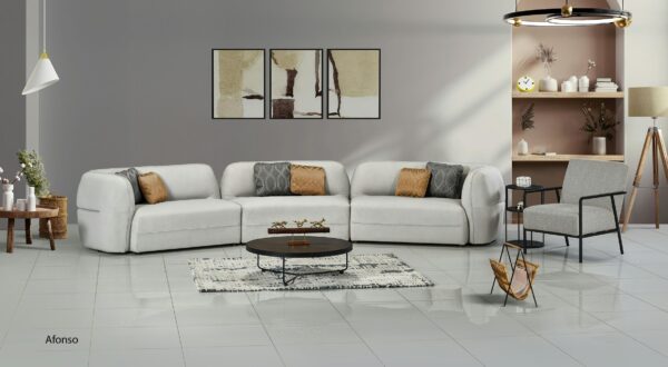 Modern Light Gray Cozy Fabric Sofa Set