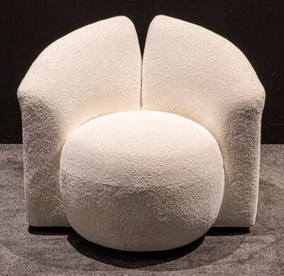 Modern White Spherical Tufted Arm Chair
