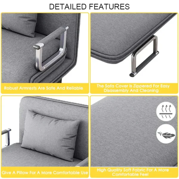Convertible Sofa Bed Grey - Image 7