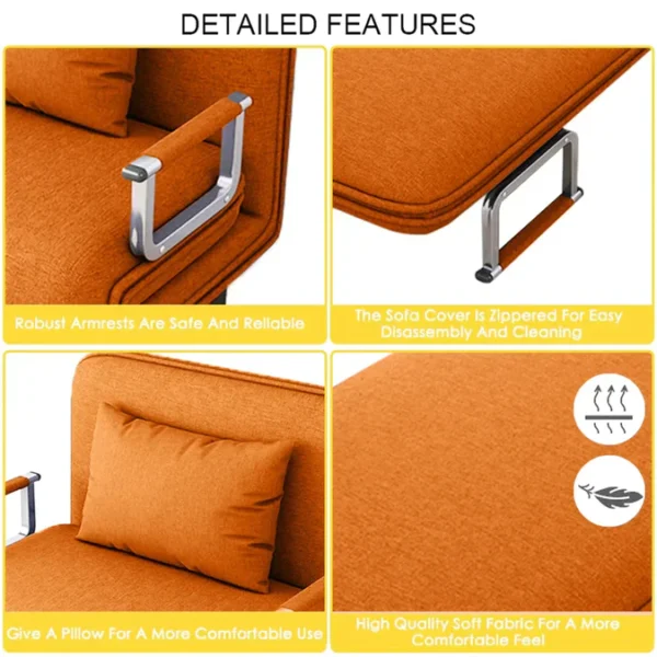Convertible Sofa Bed Orange - Image 3