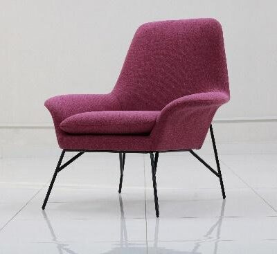 High-Back Magenta Metal Chair with Sleek Metal Legs