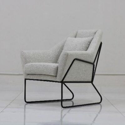 Minimalist Upholstered Metal chair with Black Metal Base