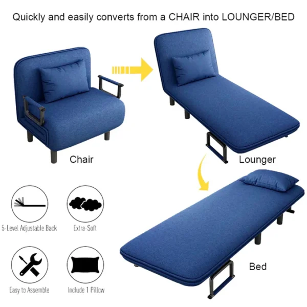 Convertible Sofa Bed Lake Blue - Image 5