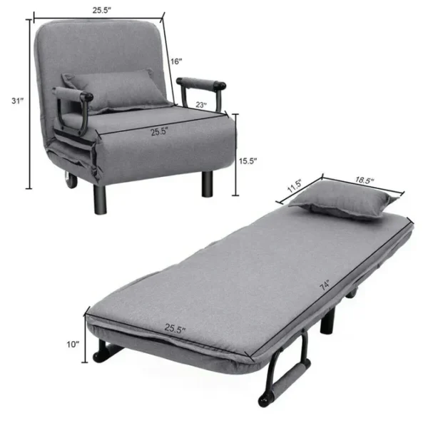 Convertible Sofa Bed Grey - Image 4