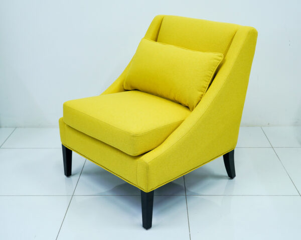Deep Blue Contemporary Accent Chair with Wooden Legs - Image 3
