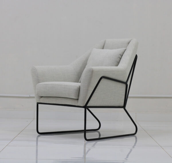 Minimalist Upholstered Metal chair with Black Metal Base - Image 4