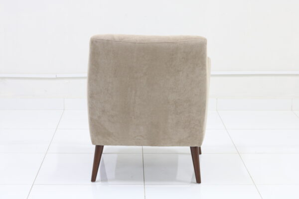 Modern Beige Fabric Accent chair with Wooden Legs - Image 2