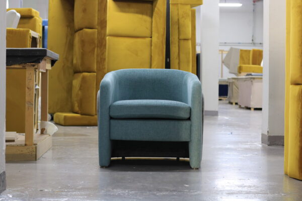 Modern Teal Gray Curved Arm Chair - Image 3