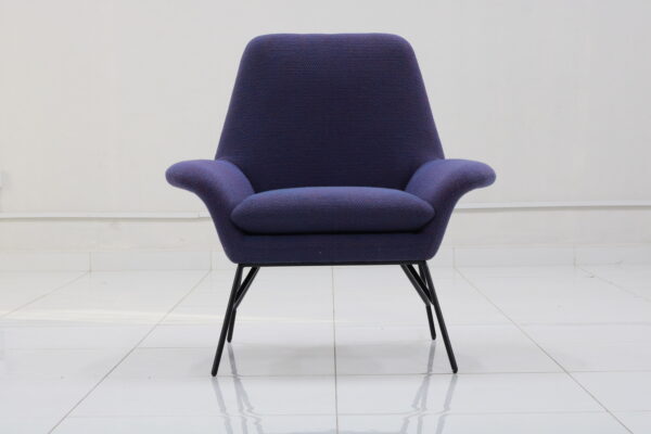 High-Back Magenta Metal Chair with Sleek Metal Legs - Image 5