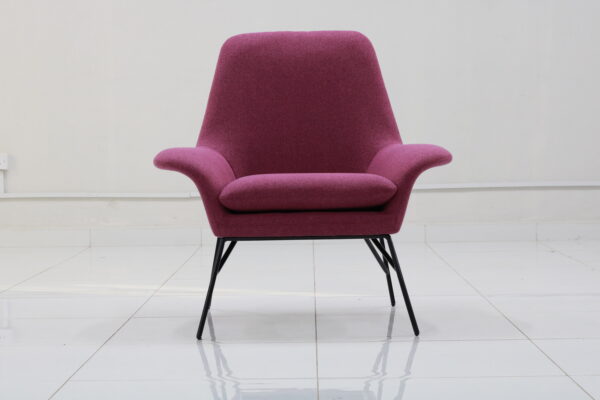 High-Back Magenta Metal Chair with Sleek Metal Legs - Image 3