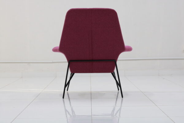 High-Back Magenta Metal Chair with Sleek Metal Legs - Image 2