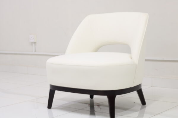 Modern White Curved Accent Arm Chair - Image 3