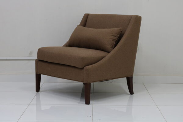 Deep Blue Contemporary Accent Chair with Wooden Legs - Image 2