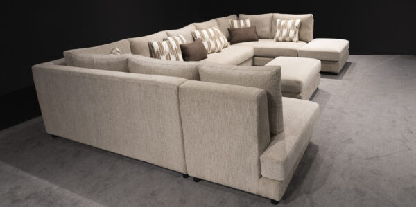 Custom U-Shaped Sectional Sofa in Soft Beige Fabric - Image 8