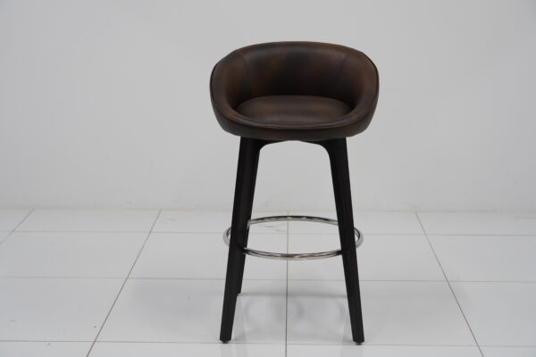 Modern Curved Brown Velvet Bar Stool - Image 3