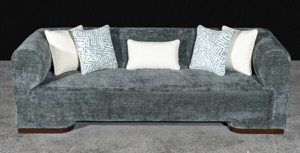 Contemporary Box Arm Sofa Set with Wooden Base - Image 8