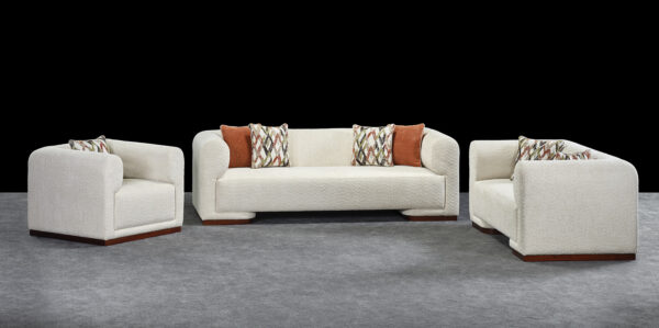 Contemporary Box Arm Sofa Set with Wooden Base - Image 2