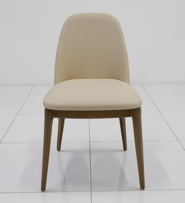Neutral-Toned Minimalist Fabric Dining Chair - Image 4