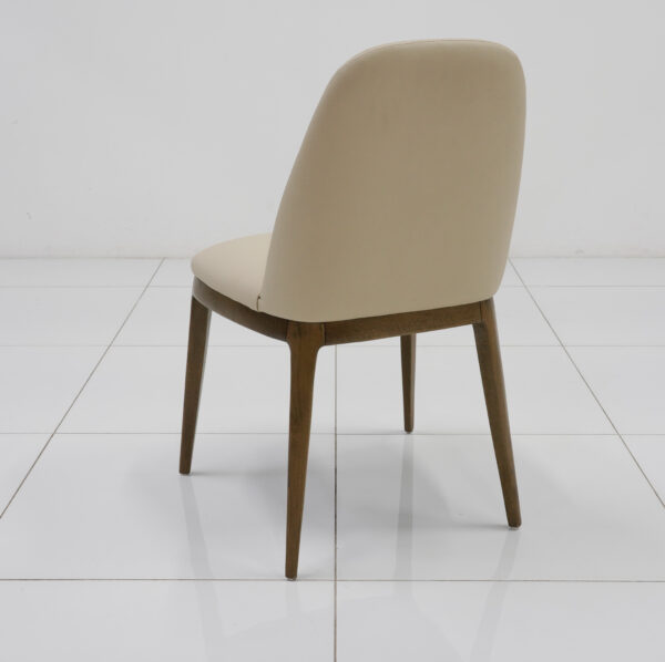Neutral-Toned Minimalist Fabric Dining Chair - Image 2