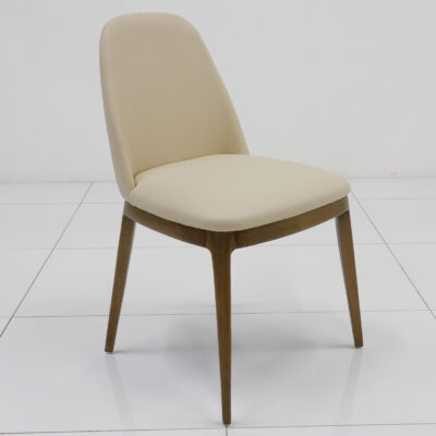 Neutral-Toned Minimalist Fabric Dining Chair