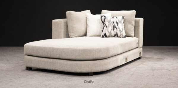 Custom L-Shaped Sectional Sofa with Curved Chaise in Beige Fabric - Image 7