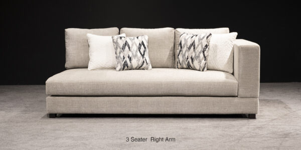 Custom L-Shaped Sectional Sofa with Curved Chaise in Beige Fabric - Image 6
