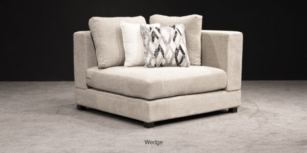Custom L-Shaped Sectional Sofa with Curved Chaise in Beige Fabric - Image 4
