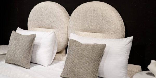 Elegant Beige Rounded Upholstered Bed - Image 3