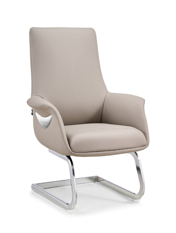 Visitor Office Chair – Premium PU Leather Executive Guest Chair with Fixed Aluminum Base
