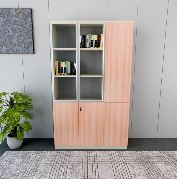 Beige & Brown Manager Office High File Cabinet - Image 2