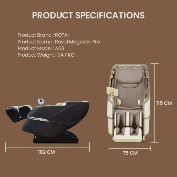 Royal Magestic Pro Massage Chair (Brown) - Image 2