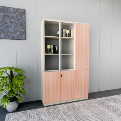 Beige & Brown Manager Office High File Cabinet