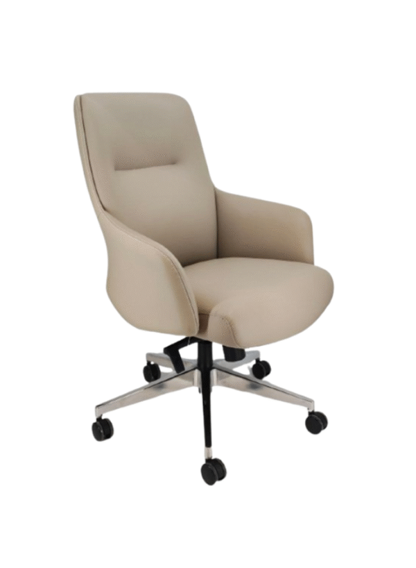 Premium Beige PU Leather Executive Office Chair Collection – High Back, Low Back & Visitor Chairs - Image 8
