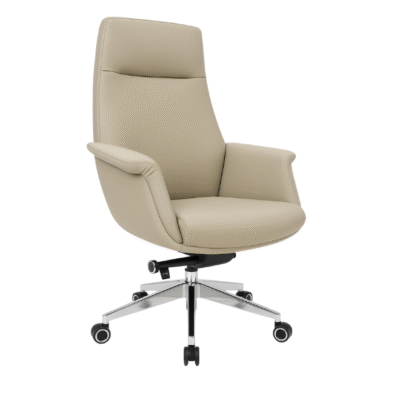 Premium Beige PU Leather Executive Chair with Height Adjustment