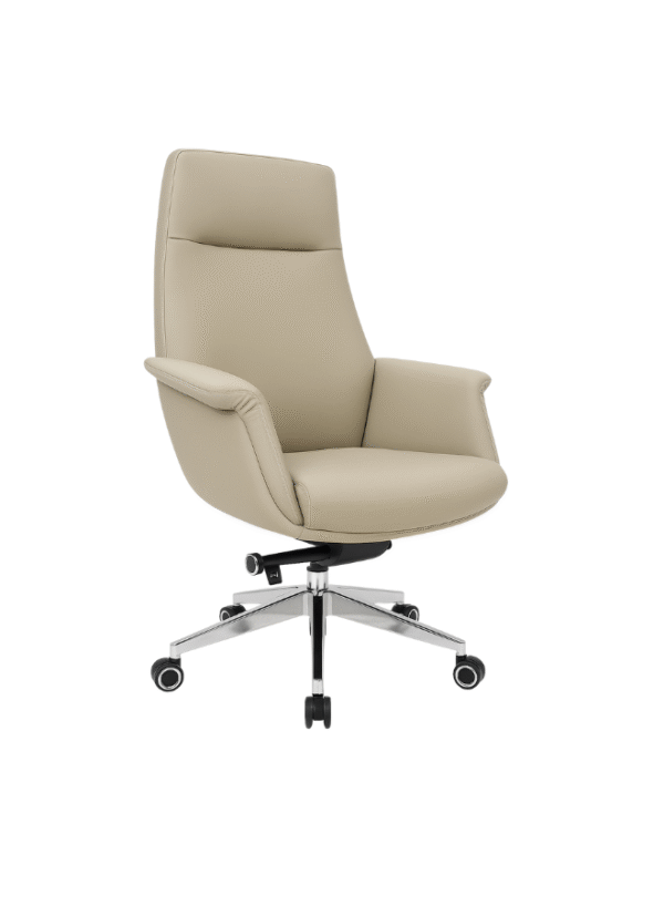 Premium Beige PU Leather Executive Chair with Height Adjustment