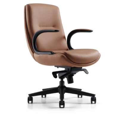 Premium Tan PU Leather Office Chair with Height Adjustment