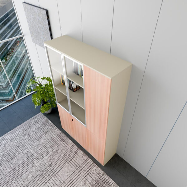 Beige & Brown Manager Office High File Cabinet - Image 3