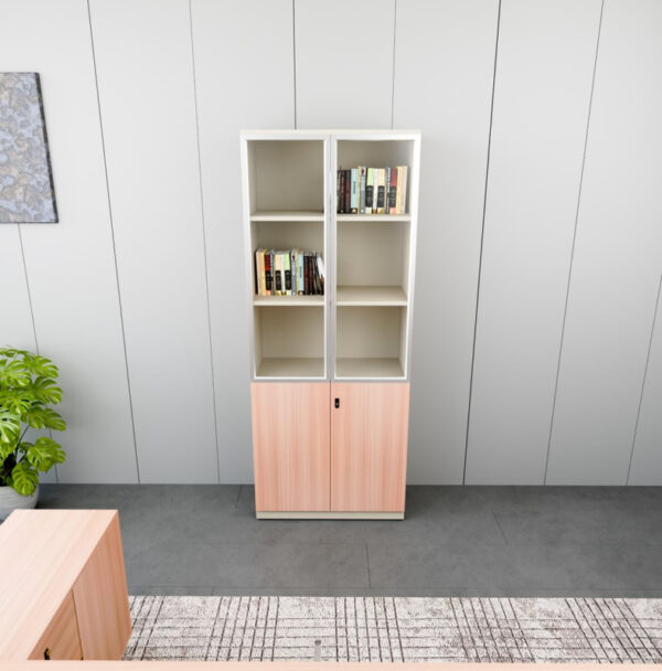 Beige & Brown Finish Manager Office High File Cabinet - Image 4