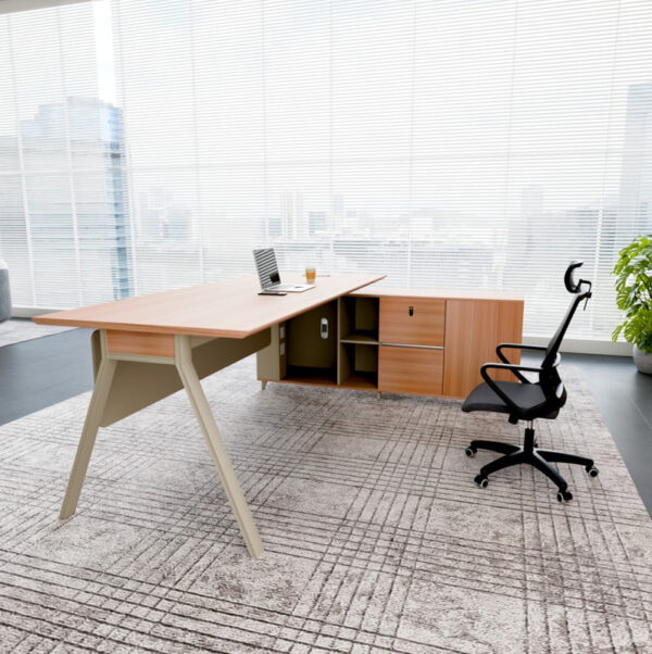 L-Shaped Manager & CEO Office Table with Drawer - Image 7