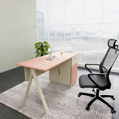 Single Office Table with Drawer - Compact Executive Desk for One Person