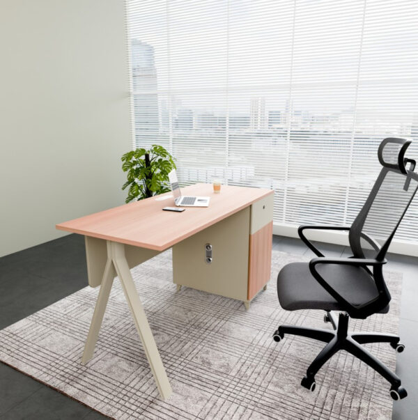 Single Office Table with Drawer - Compact Executive Desk for One Person