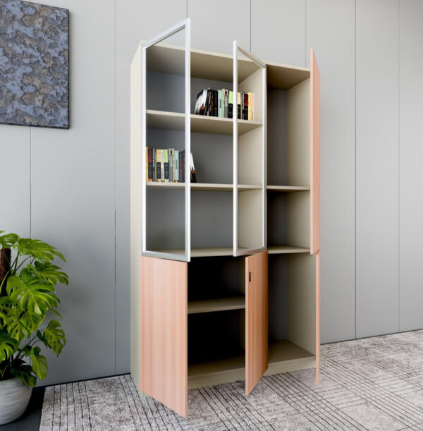 Beige & Brown Manager Office High File Cabinet - Image 5