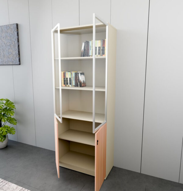 Beige & Brown Finish Manager Office High File Cabinet - Image 5