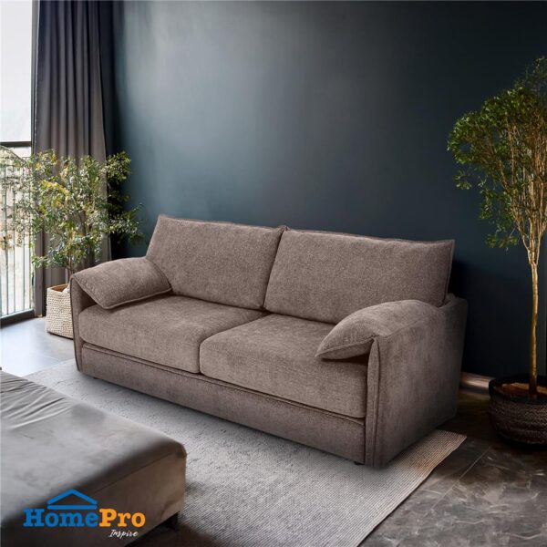 Sofa Bed 3-Seater Convertible Sofa Light Brown - Image 2