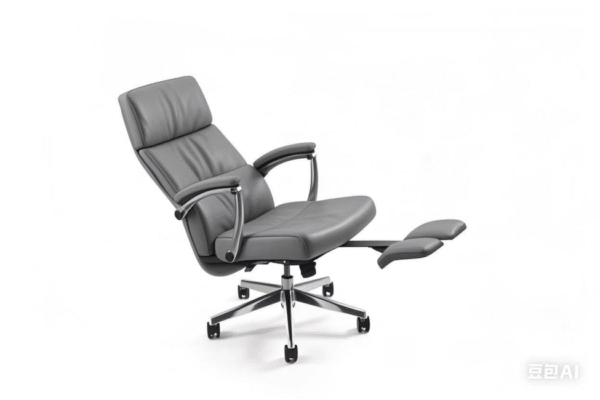 Premium Grey PU Leather CEO Office Chair with Footrest