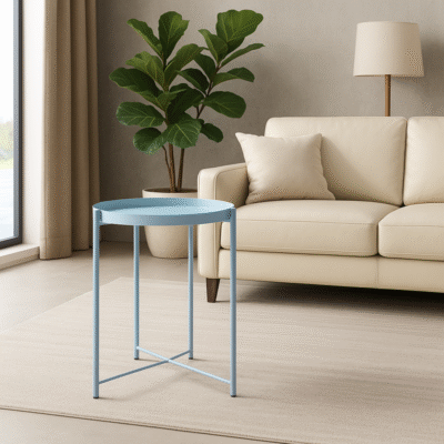 Round Metal Corner Table for Sofa, Bed, Office & Home Use