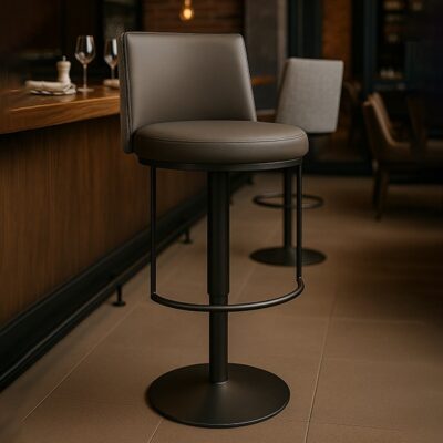 Black Titanium PU Leather Swivel Bar Stool